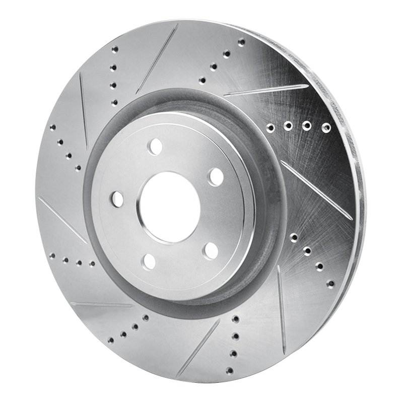 Dodge Durango Brake Rotor (1) - Front Left - R1 Concepts - Drilled & Slotted - Silver - `12-`25